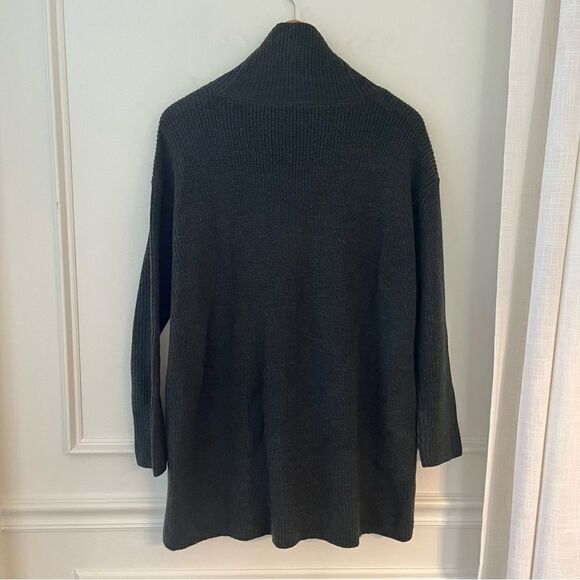 Eileen Fisher Marino Wool Turtleneck Tunic Swearer Dark Gray/Green XS NWT - Picture 9 of 10